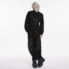 PUNK RAVE Men's Punk Zips Turn-down Collar Long Sleeved Shirt