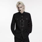 PUNK RAVE Men's Punk Zips Turn-down Collar Long Sleeved Shirt