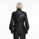 PUNK RAVE Men's Steampunk Asymmetric Buckle-up Pinstripe Texture Vest Black