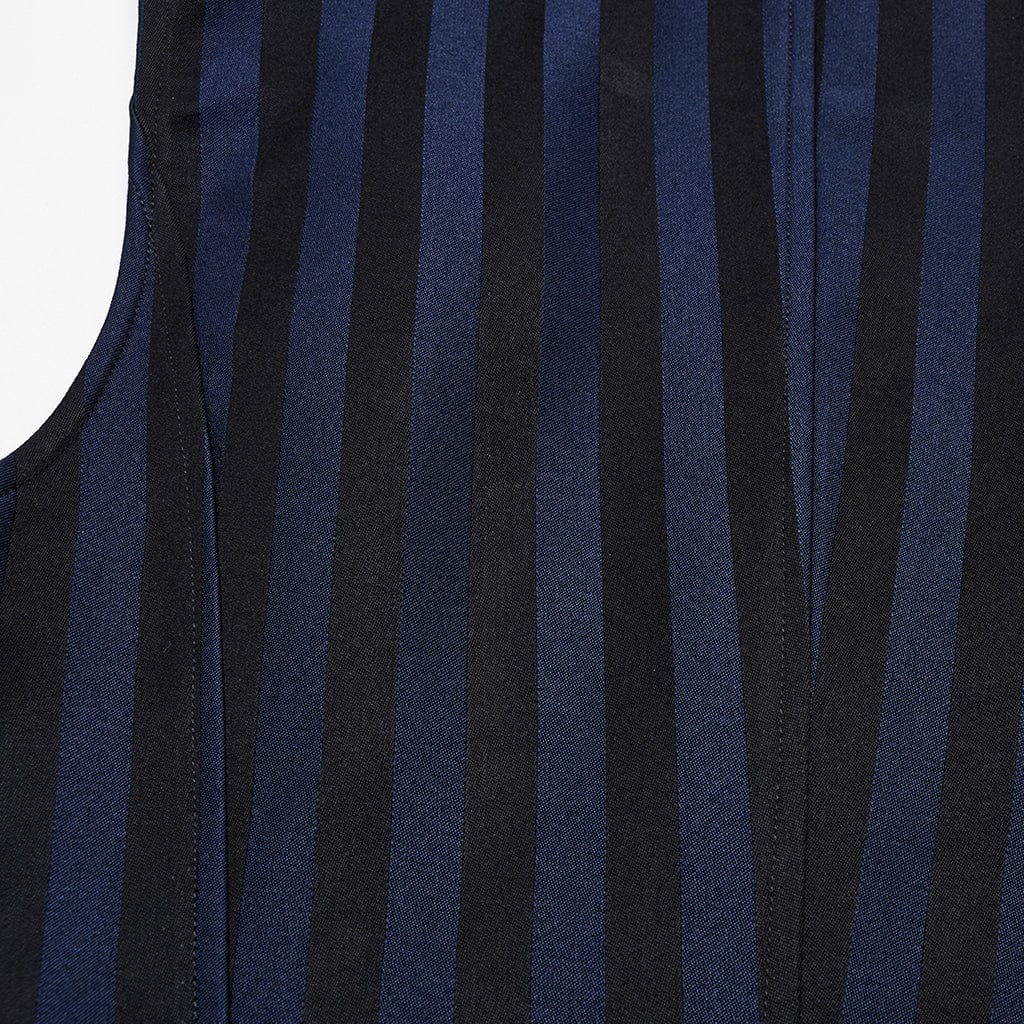 PUNK RAVE Men's Steampunk Striped Buckle Waistcoat Blue