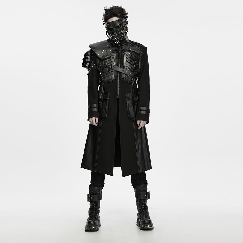 PUNK RAVE Men's Techwear Big Pocket Front Zipper Stand Collar Jacket