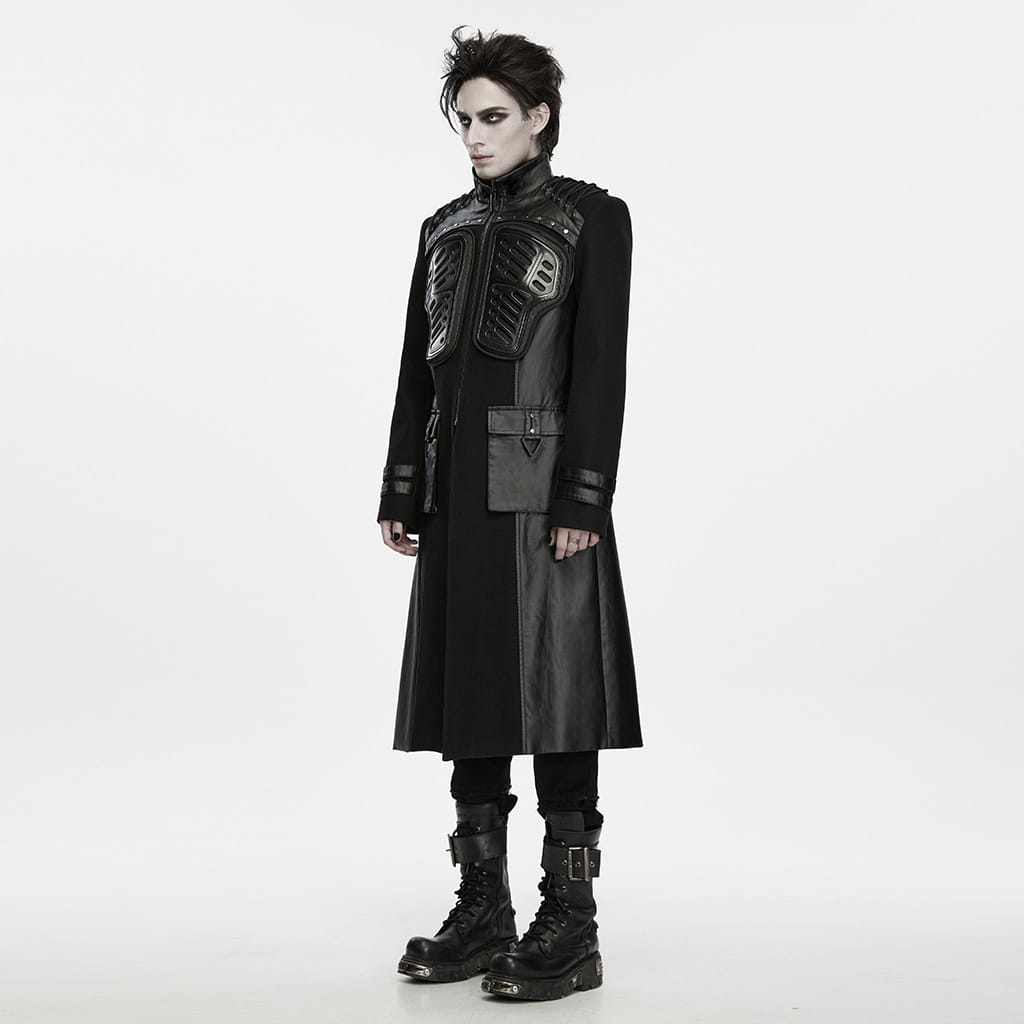 PUNK RAVE Men's Techwear Big Pocket Front Zipper Stand Collar Jacket
