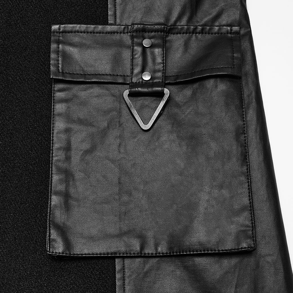 PUNK RAVE Men's Techwear Big Pocket Front Zipper Stand Collar Jacket