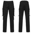 PUNK RAVE Men's Techwear Mesh Splice Buckle Strap Trousers
