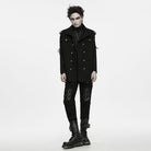 PUNK RAVE Men's Techwear Multi Pockets Studded Stand Collar Vest