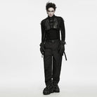 PUNK RAVE Men's Techwear Studded Drawstring Buckle Strap Short Vest