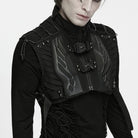 PUNK RAVE Men's Techwear Studded Drawstring Buckle Strap Short Vest
