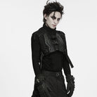 PUNK RAVE Men's Techwear Studded Drawstring Buckle Strap Short Vest