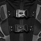 PUNK RAVE Men's Techwear Studded Drawstring Buckle Strap Short Vest