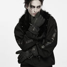 PUNK RAVE Men's Techwear Studded Skull Chain Gloves
