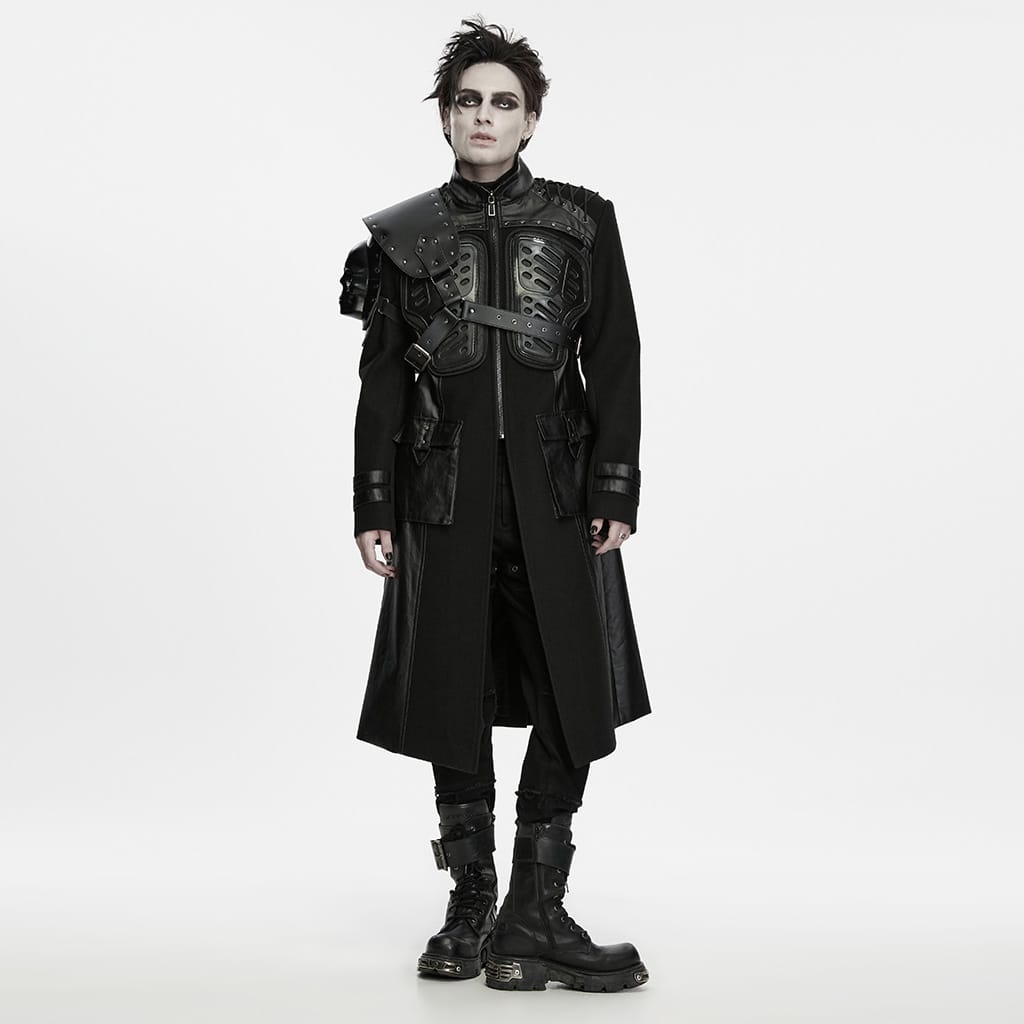 PUNK RAVE Men's Techwear Studded Skull Shoulder Harness Armor