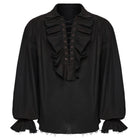 PUNK RAVE Punk Rave Men's Steampunk Ruched Lace-up Drawstring Long-Sleeve Shirt Y873