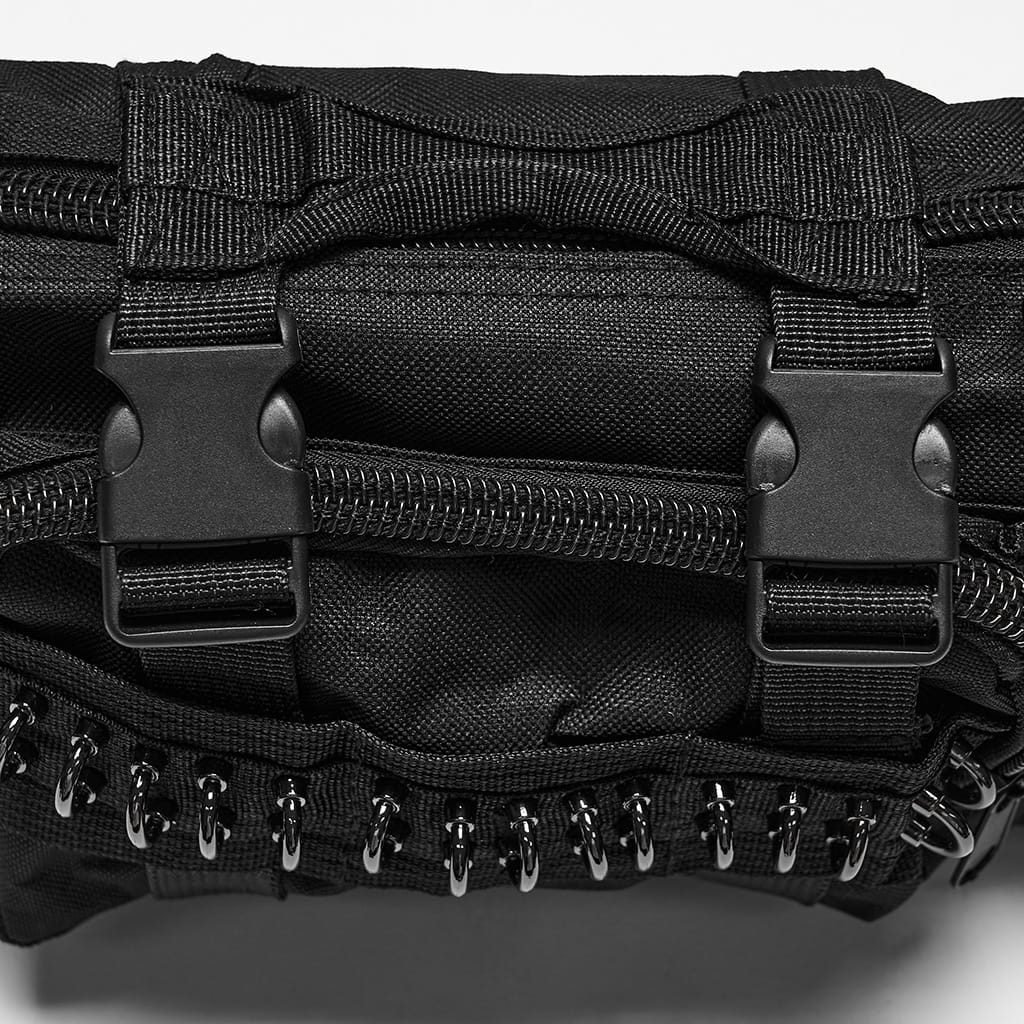 PUNK RAVE Unisex Cyberpunk Buckle Strap D-ring Waist Bag