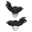 PUNK RAVE Unisex Gothic Dragon Bone Lace Hem Hat with Detachable Feather