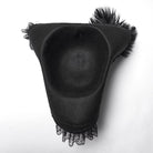 PUNK RAVE Unisex Gothic Dragon Bone Lace Hem Hat with Detachable Feather