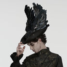 PUNK RAVE Unisex Gothic Embroidered Formal Hat with Detachable Feathered Wings