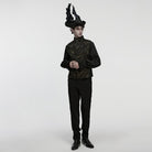 PUNK RAVE Unisex Gothic Embroidered Formal Hat with Detachable Feathered Wings