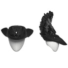 PUNK RAVE Unisex Gothic Embroidered Formal Hat with Detachable Feathered Wings