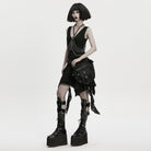 PUNK RAVE Unisex Punk Buckle Eyelets&Rivets Skull Waist-Leg Bag