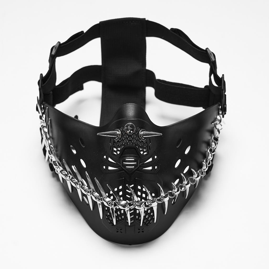 PUNK RAVE Unisex Punk Spiked Cutout Jaw Mask