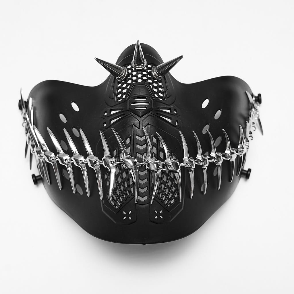 PUNK RAVE Unisex Punk Spiked Cutout Jaw Mask