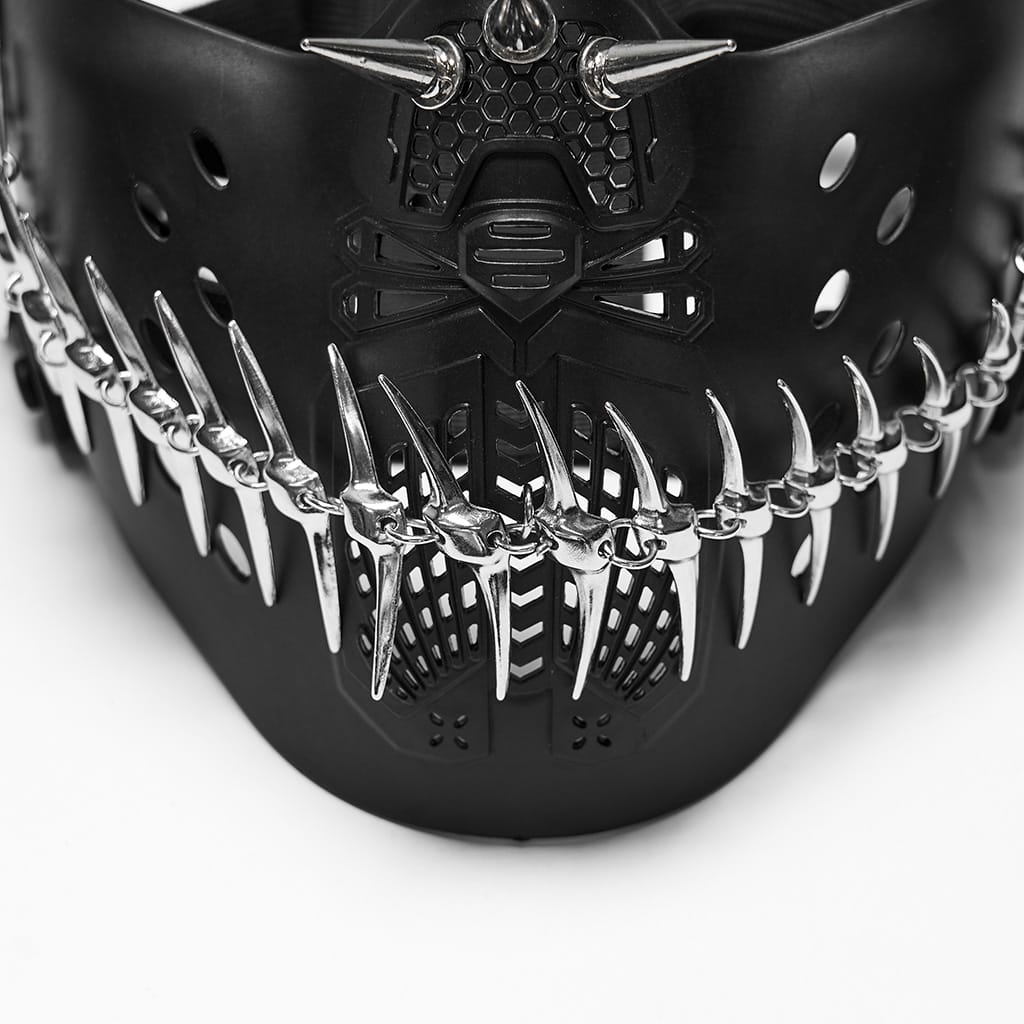 PUNK RAVE Unisex Punk Spiked Cutout Jaw Mask