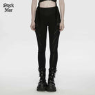 PUNK RAVE Women's Cyberpunk Armor-Accentuated Paneled Leggings Black
