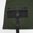 PUNK RAVE Women's Cyberpunk Asymmetrical Mesh Splice Bodycon Skirt Black-Green