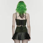 PUNK RAVE Women's Cyberpunk Buckle Lace-up Slip Bustier Black-Green