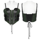 PUNK RAVE Women's Cyberpunk Buckle Lace-up Slip Bustier Black-Green