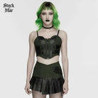 PUNK RAVE Women's Cyberpunk Buckle Lace-up Slip Bustier Black-Green