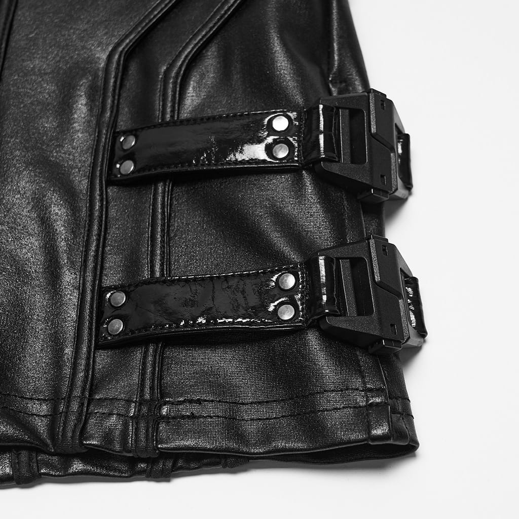 PUNK RAVE Women's Cyberpunk Buckle Strap Sleeveless Dress