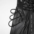 PUNK RAVE Women's Cyberpunk Buckle-up Zip Halterneck Maxi Dress Black