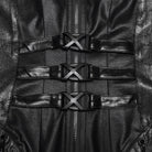 PUNK RAVE Women's Cyberpunk Buckle-up Zip Halterneck Maxi Dress Black