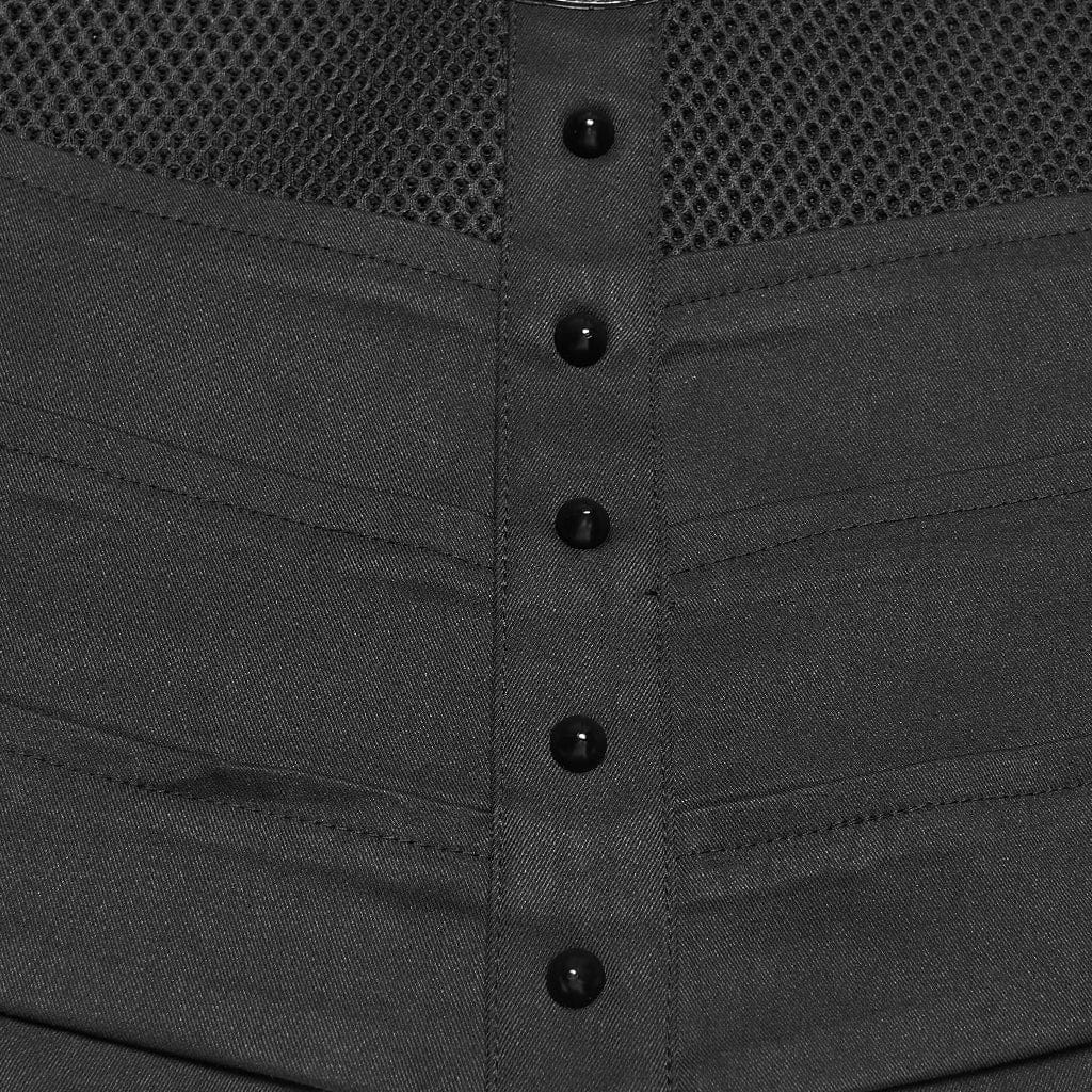 PUNK RAVE Women's Cyberpunk Cutout Studded Mechanical Tank Top Black