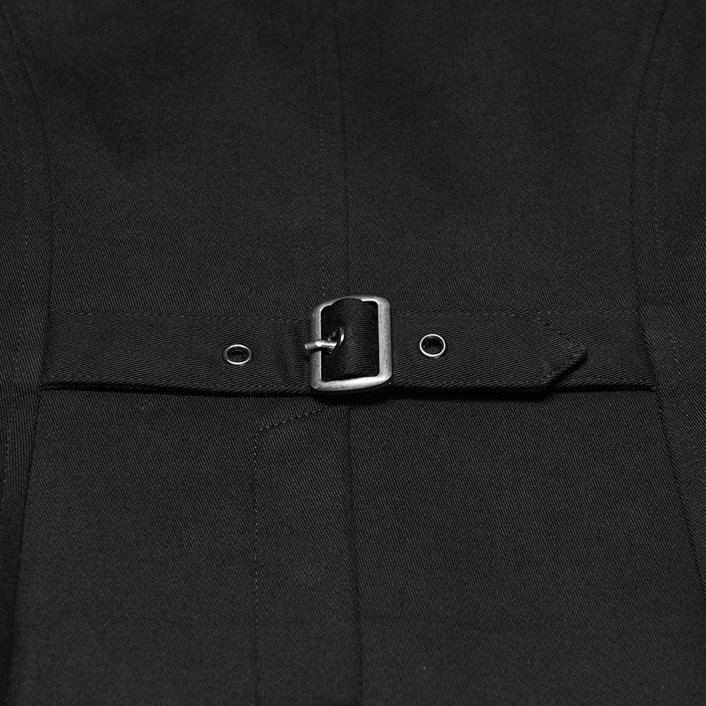 PUNK RAVE Women's Cyberpunk Embossed Rivets Zip Vest