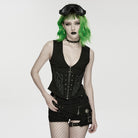 PUNK RAVE Women's Cyberpunk Embossed Rivets Zip Vest