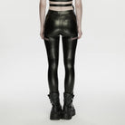 PUNK RAVE Women's Cyberpunk Eyelet Mesh Splice Leggings Black