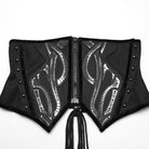 PUNK RAVE Women's Cyberpunk Irregular Studded Mesh Underbust Corset