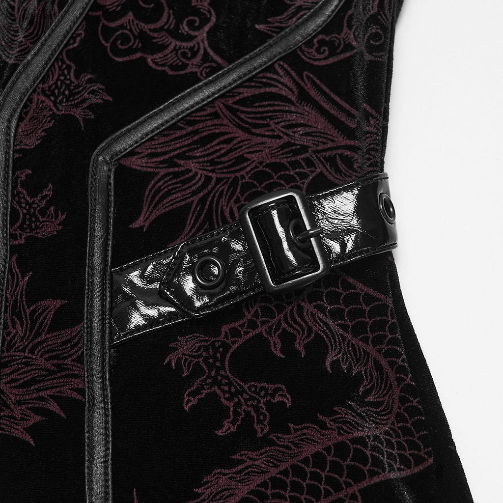 PUNK RAVE Women's Cyberpunk Jacquard Buckle Strap Sleeveless Dress