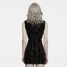 PUNK RAVE Women's Cyberpunk Jacquard Buckle Strap Sleeveless Dress