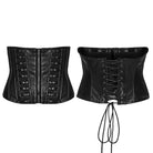 PUNK RAVE Women's Cyberpunk Lace-up Studded Zip Front Underbust Corset