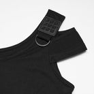 PUNK RAVE Women's Cyberpunk Mesh Rivets Short Sleeved T-shirt Black