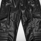 PUNK RAVE Women's Cyberpunk Multi Pocket Ruched Knee Faux Leather Skinny Pants