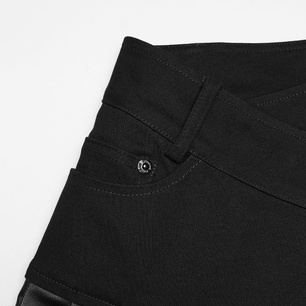 PUNK RAVE Women's Cyberpunk One-piece Asymmetric Pleated Skirt Black