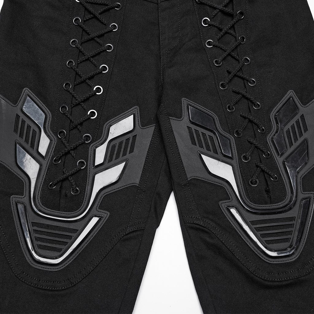 PUNK RAVE Women's Cyberpunk Strappy Big-pocket Leggings