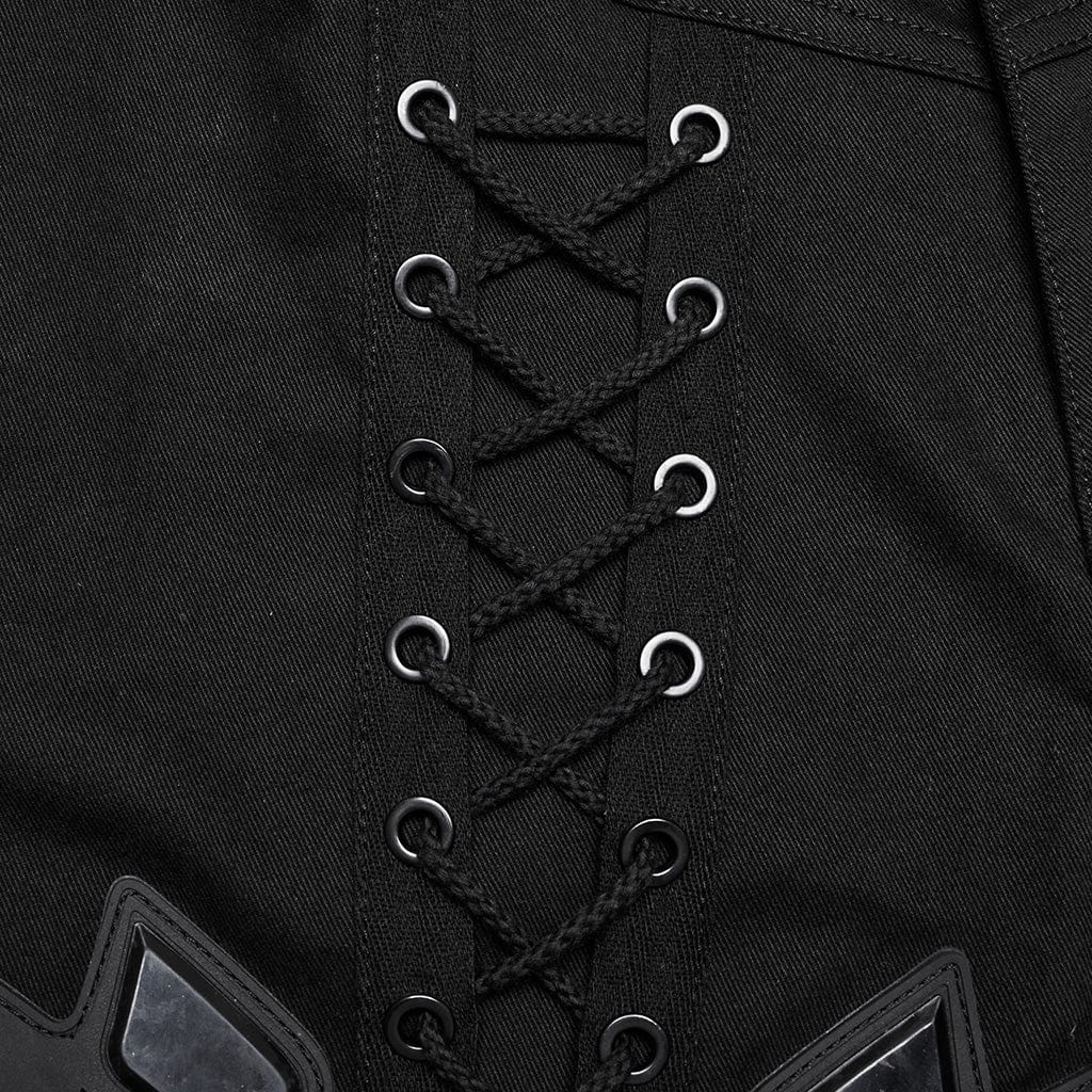 PUNK RAVE Women's Cyberpunk Strappy Big-pocket Leggings