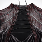 PUNK RAVE Women's Cyberpunk Studded Cutout Strappy Crop Top Black-Red