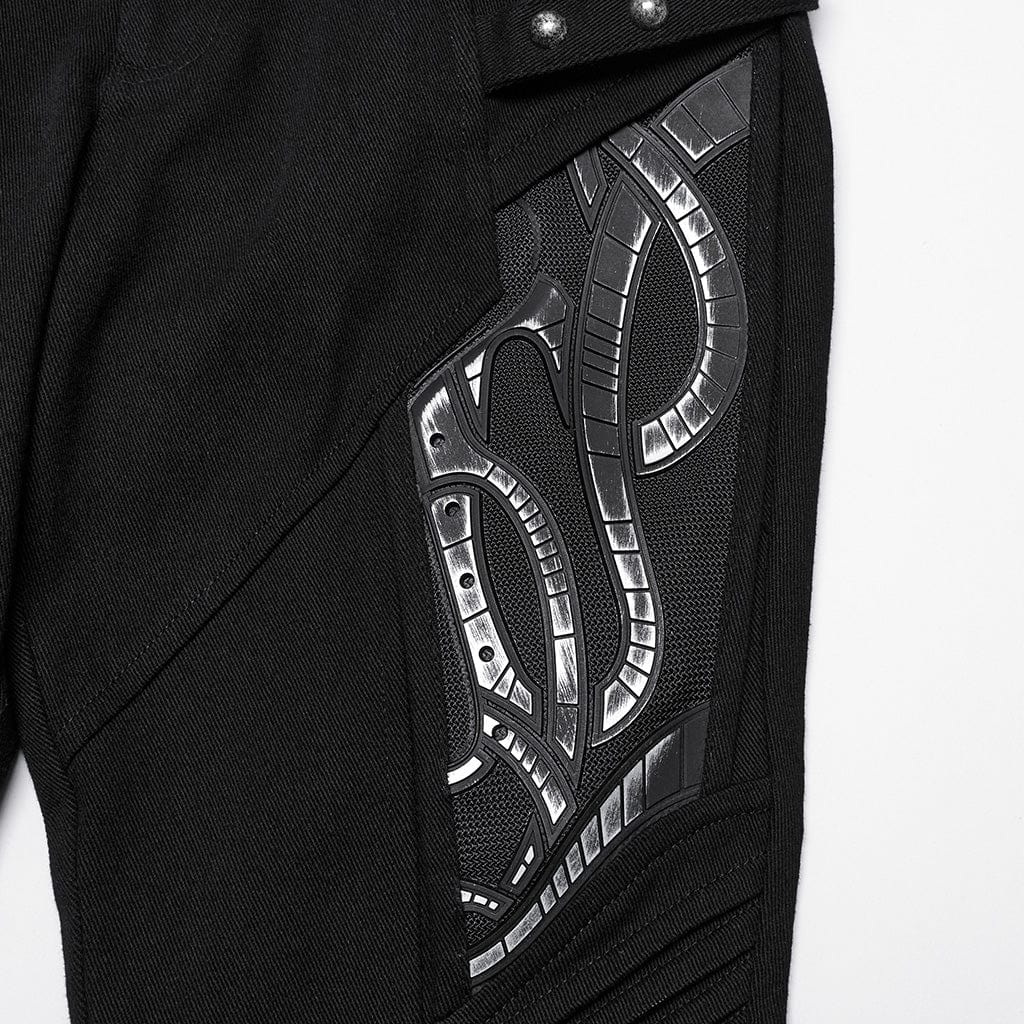 PUNK RAVE Women's Cyberpunk Studded Pleated Leggings