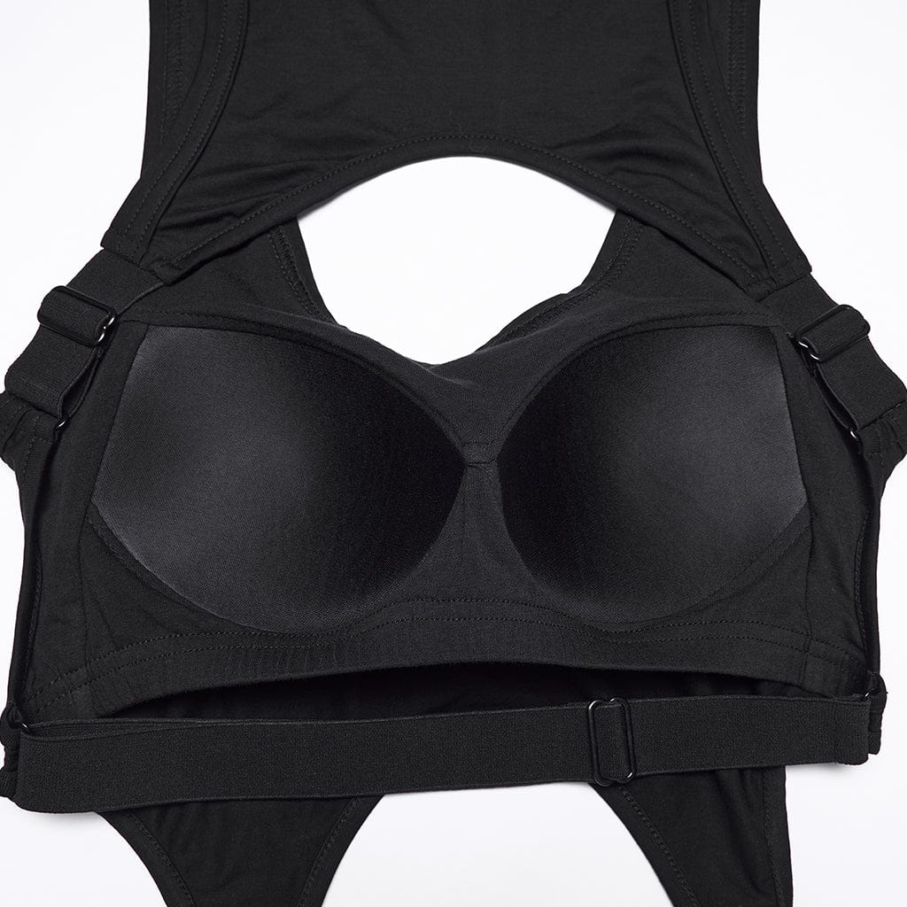 PUNK RAVE Women's Gothic Adjustable Strap Cutout Tank Top
